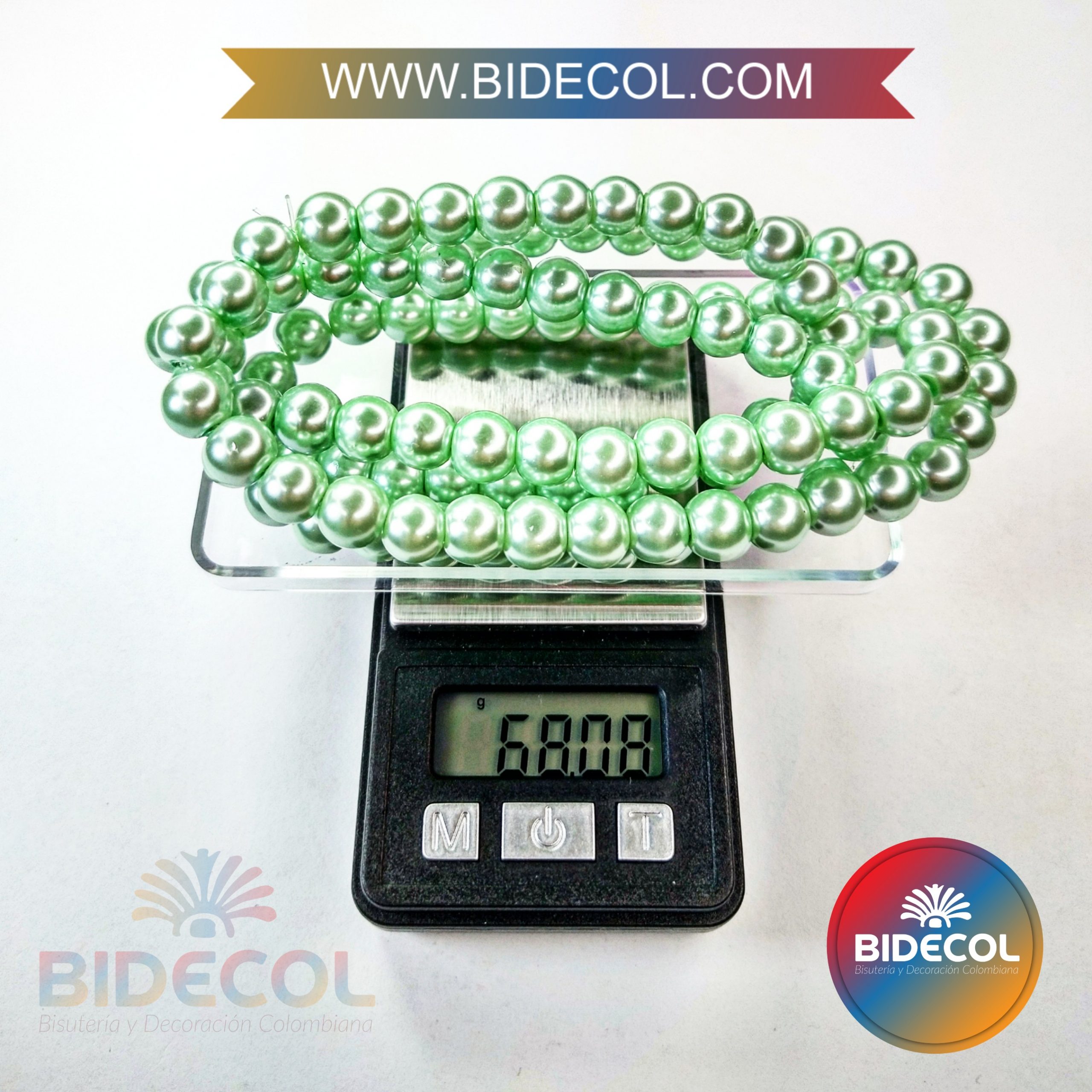 Perla De Vidrio Verde Claro Perlado #8 x 1 Sarta - Image 3