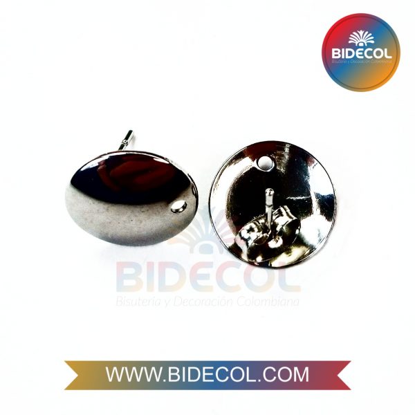 Base Topo Circular en Acero 1.4cm Plateado x 1par