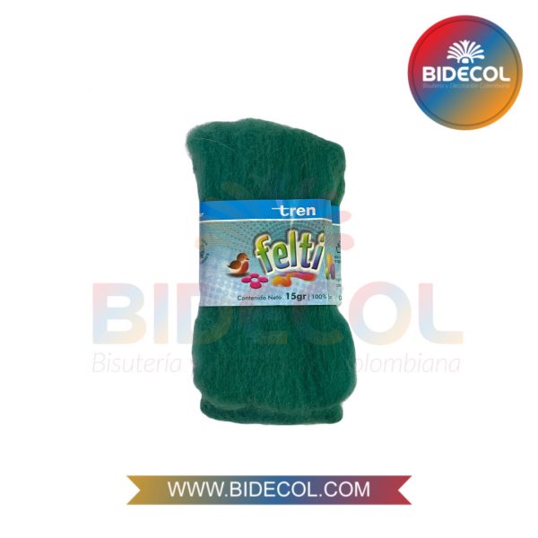 Lana para Felting Verde Oscuro x 15gr x 1und
