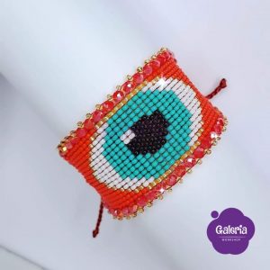 Pulsera ojo turco tejida en mostacilla 17