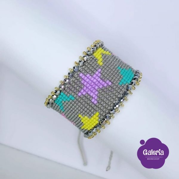 Pulsera estrellas tejida en mostacilla 07